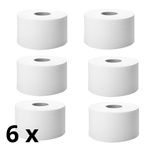 Papier toaletowy biały 2 warstwy Jumbo 500 listków 100mb do podajników - 6 rolek